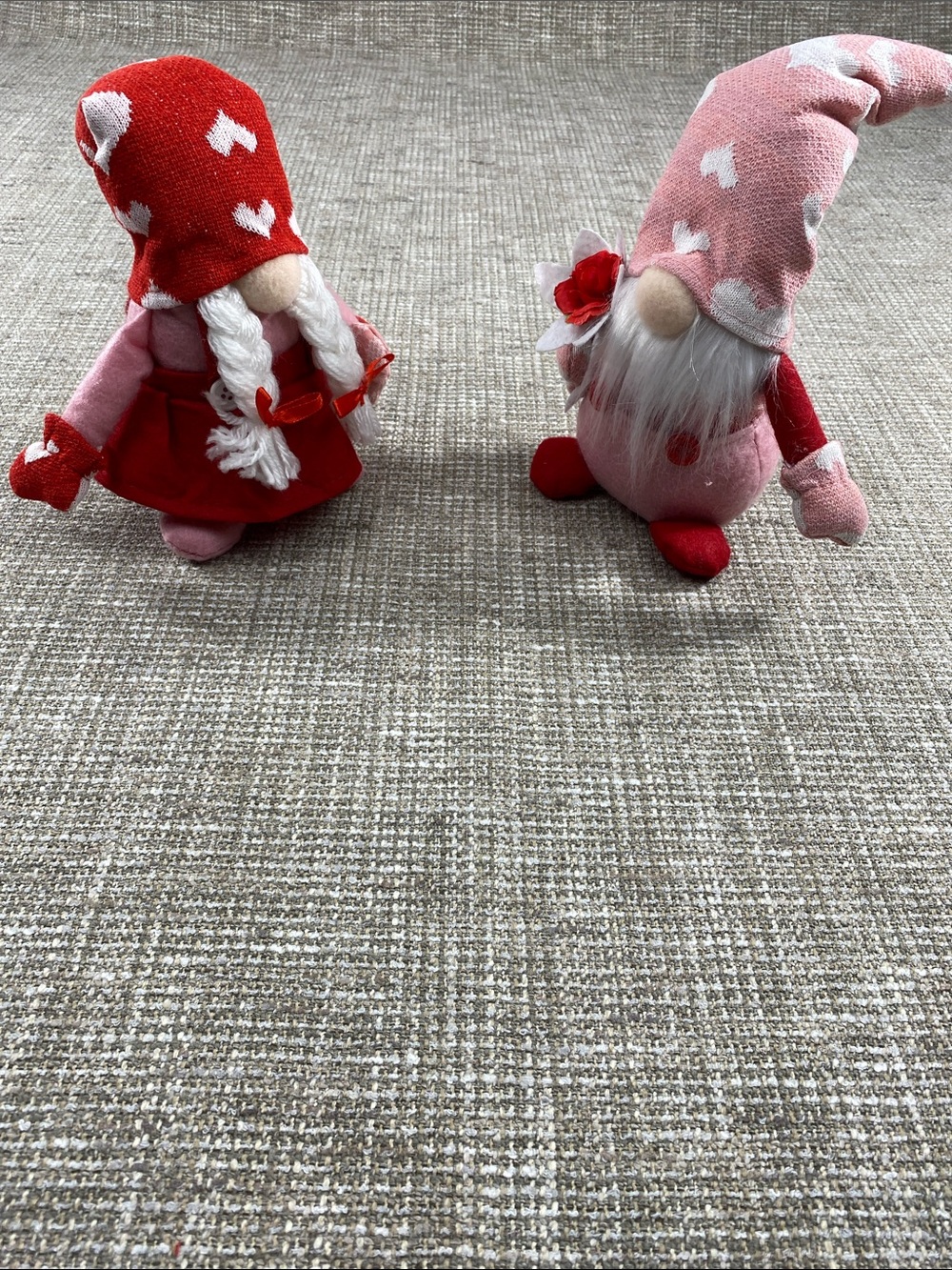 Valentine Gnome Pair Plush Decorations - Pink & Red